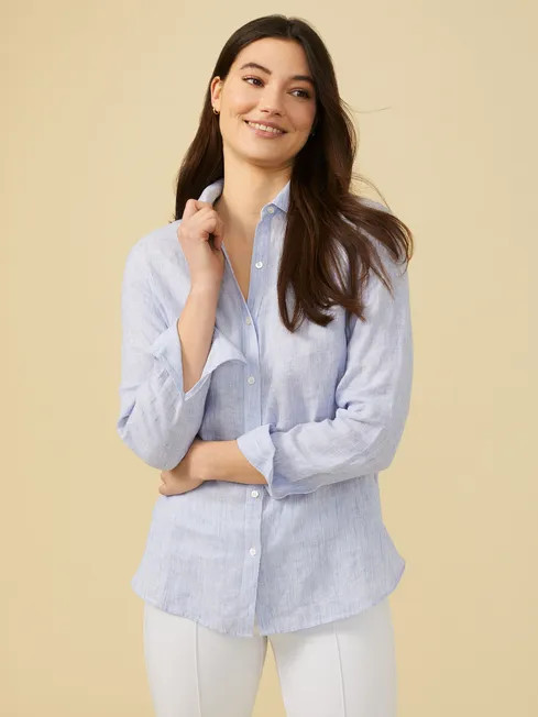 Britt Linen Shirt in Stripe | J.McLaughlin