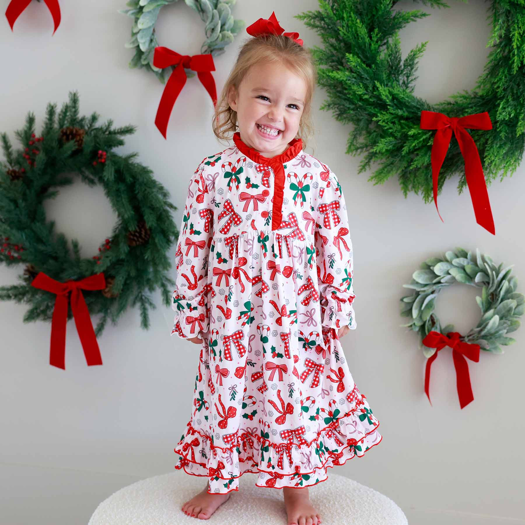 Long Sleeve Princess Ruffle Nightgown | Bow What Fun | Caden Lane