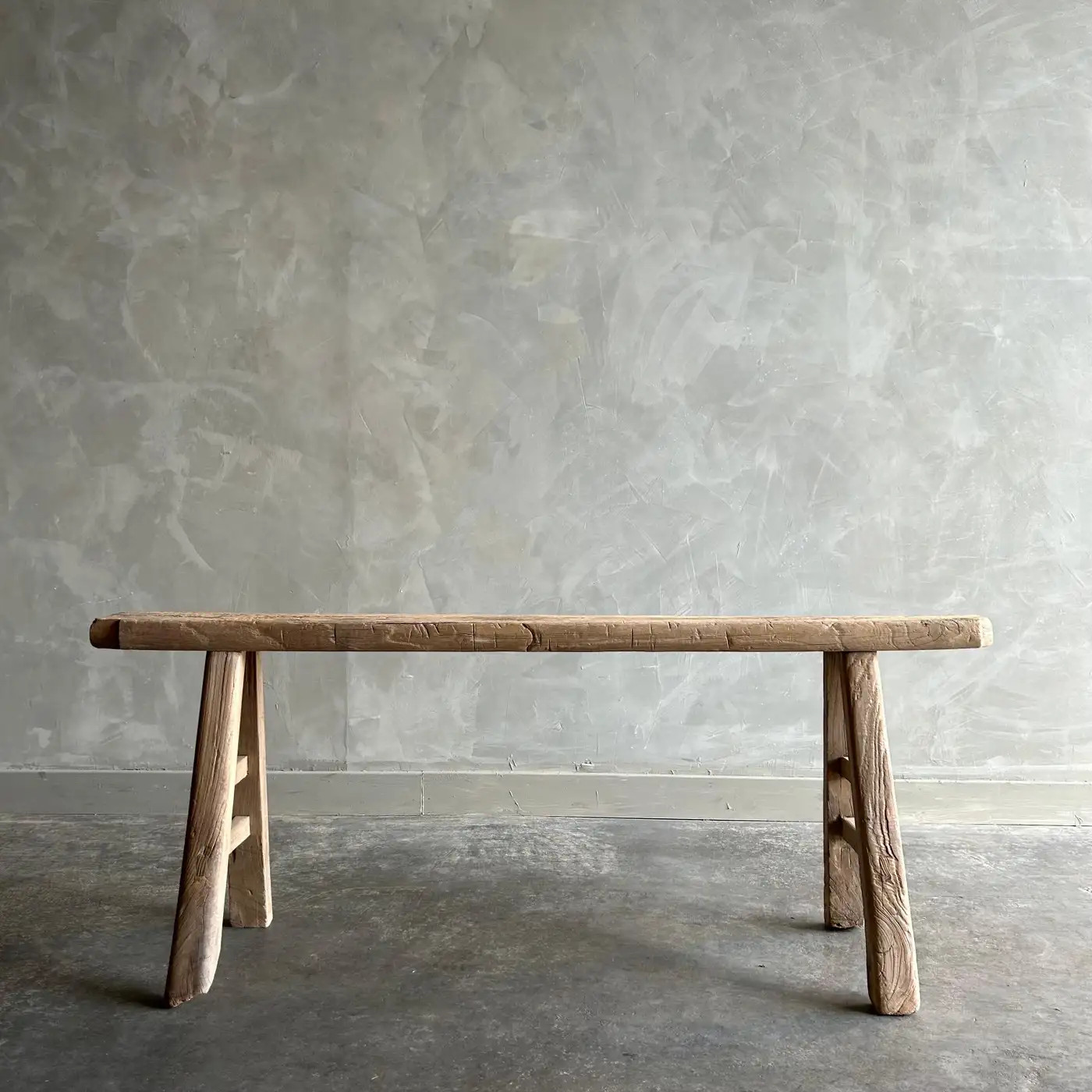 Elm Wood Skinny Bench | 1stDibs