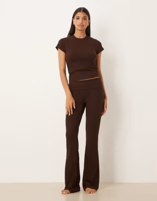 ASOS DESIGN mix & match rib lounge in chocolate brown | ASOS (Global)