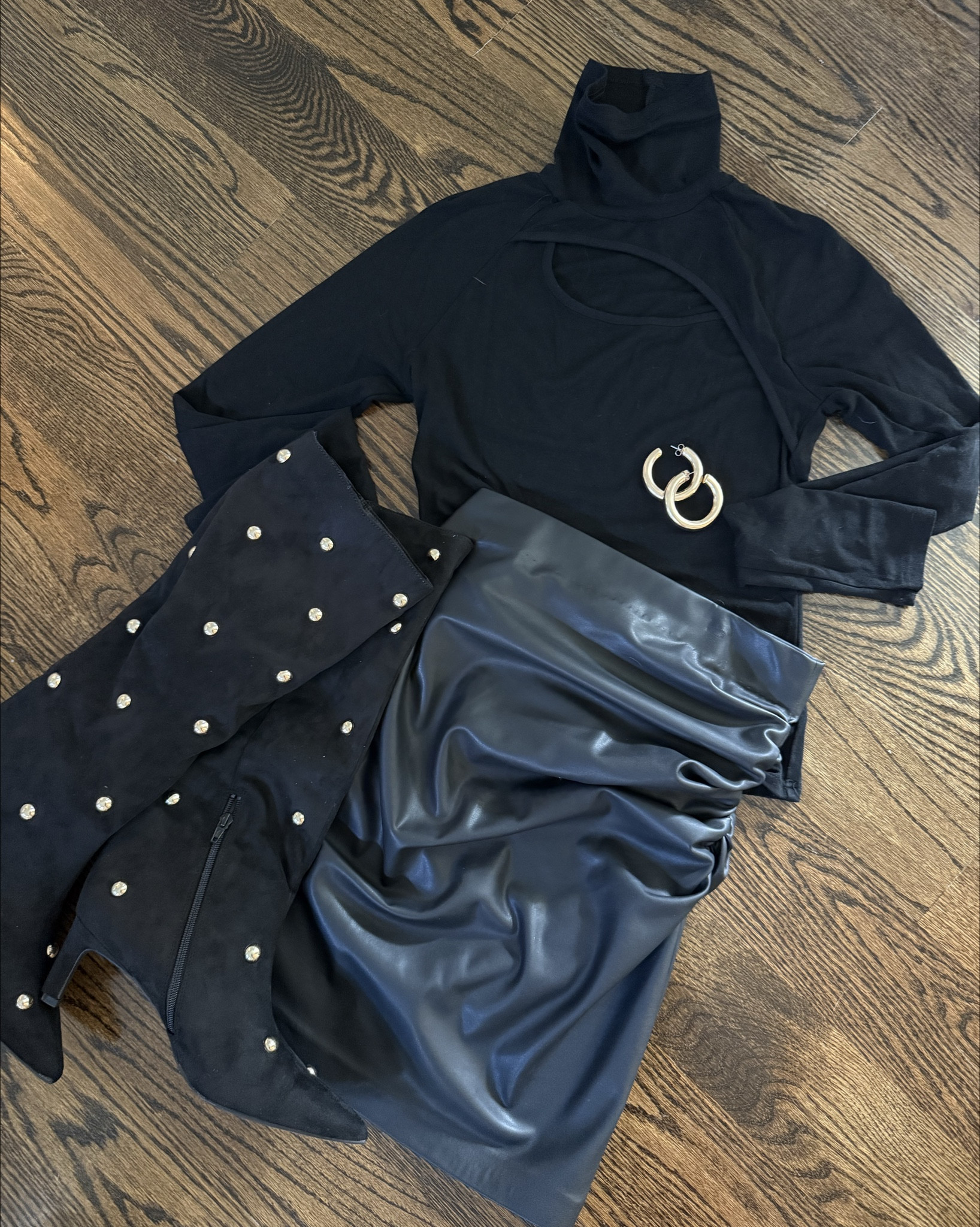 Girls night out 🖤❤️‍🔥 

Cutest new studded boots from Target I couldn’t wait to style!  Hope you love the outfit! Cute and actually very comfy— heels are not too high for this Mama! 

#LTKHoliday #LTKFindsUnder50 #LTKShoeCrush