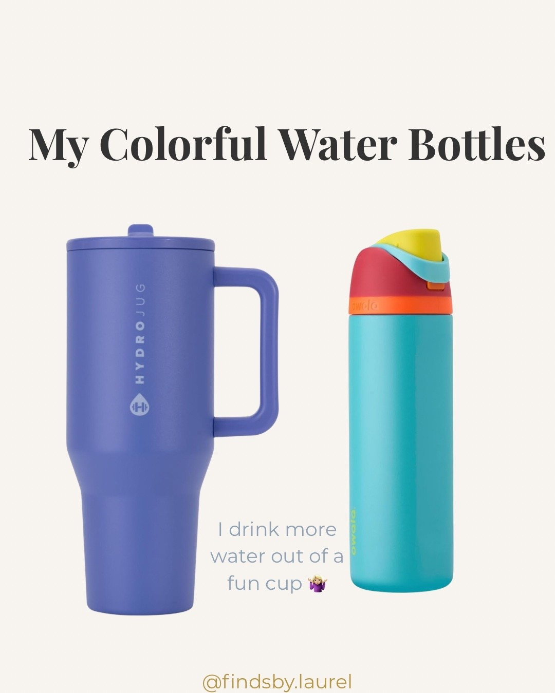 Colorful Owala & Hydrojug: Apparently I’m way more likely to drink my water when it comes in a cute cup 😂💜 Love the size of this one for keeping with me all day.

#LTKActive #LTKTravel #LTKfitnessgoals