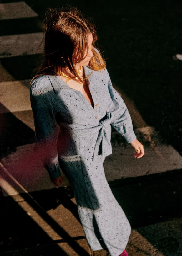 Bella Dress - Vintage Blue - Organic Cotton - Sézane | Sezane Paris