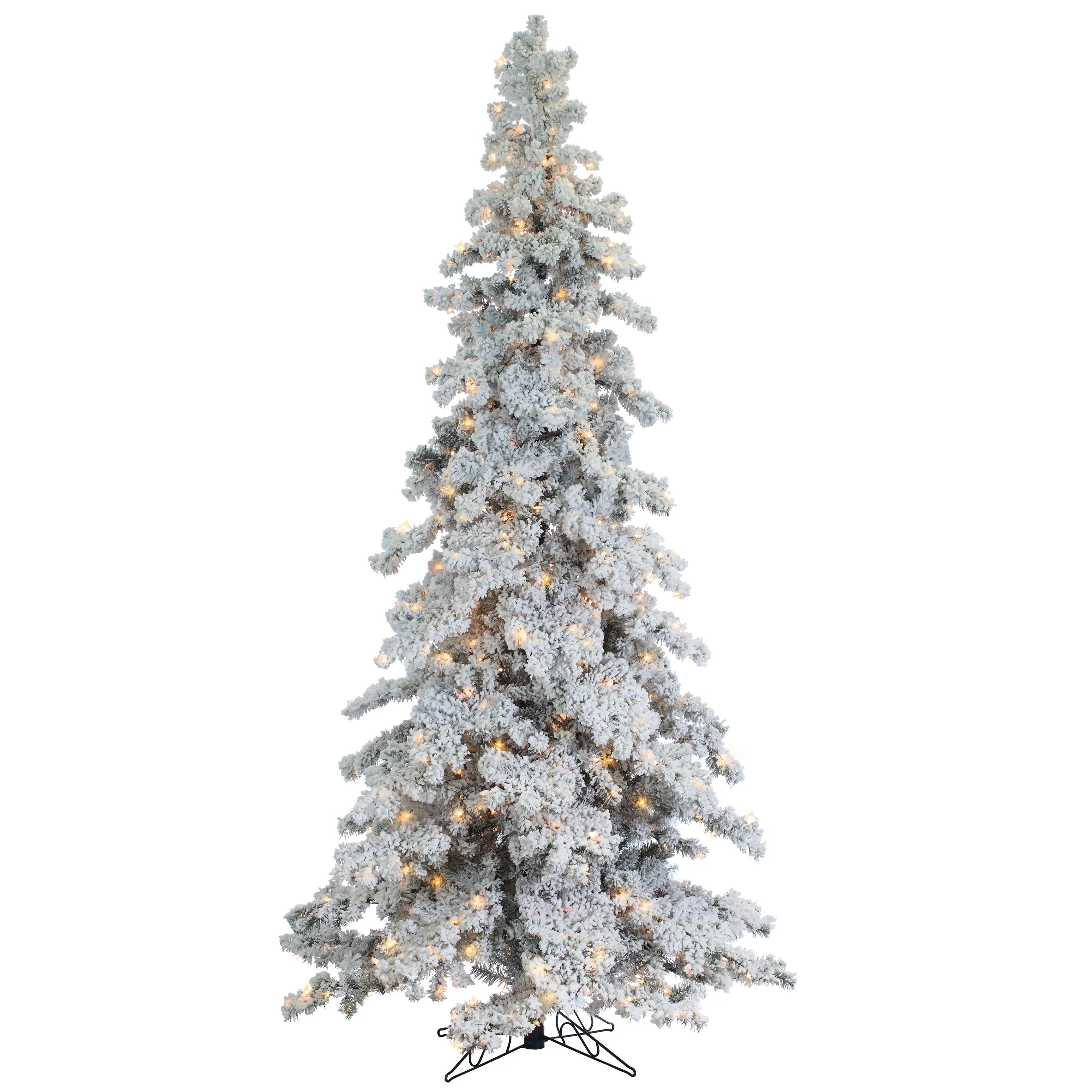 Sterling Clear Prelit Incandescent Green Flocked Spruce Christmas Trees, 9' - Walmart.com | Walmart (US)