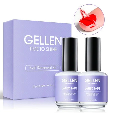 Gellen Gel Nail Polish Remover Latex Tape Kit Gel Polish Latex Tape Peel off for Nails Gel Remover Kit Cuticle Guard for Nail Art Liquid Latex Barrier Protector 2Pcs 15ML | Walmart (US)