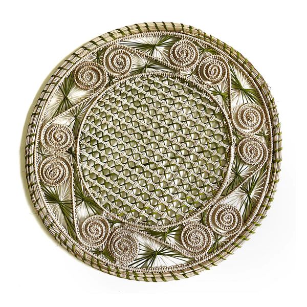 Woven Swirl Palm Placemat, Natural x Sage | The Avenue