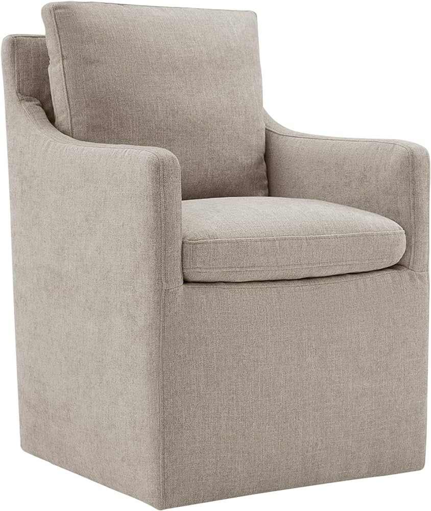 KISLOT Modern Casters Upholstered Wingback Arms Dining Room Chairs, 36.5'''H, Beige Gray | Amazon (US)
