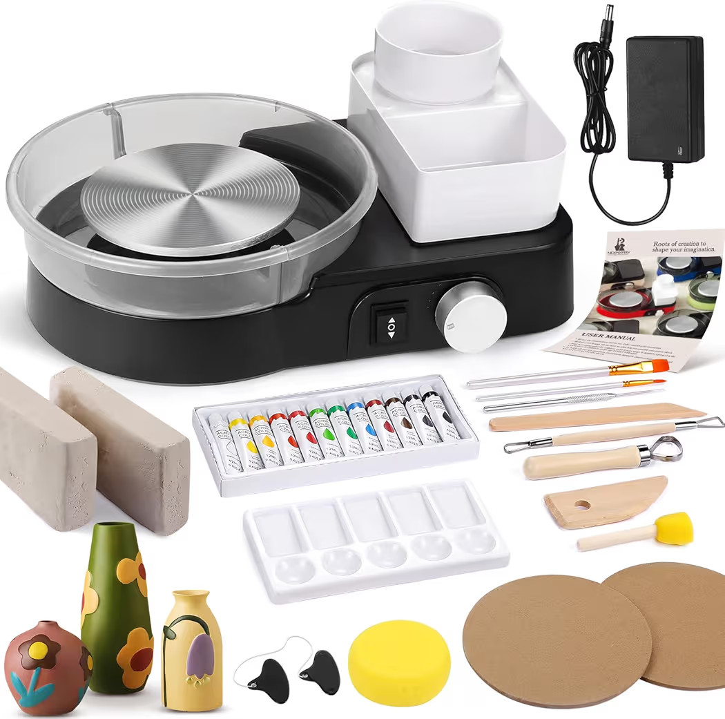 Pottery Wheel for Adults - Complete Pottery Tools Kit for Beginners, 6" Turntable Two-Way Rotatio... | Amazon (US)