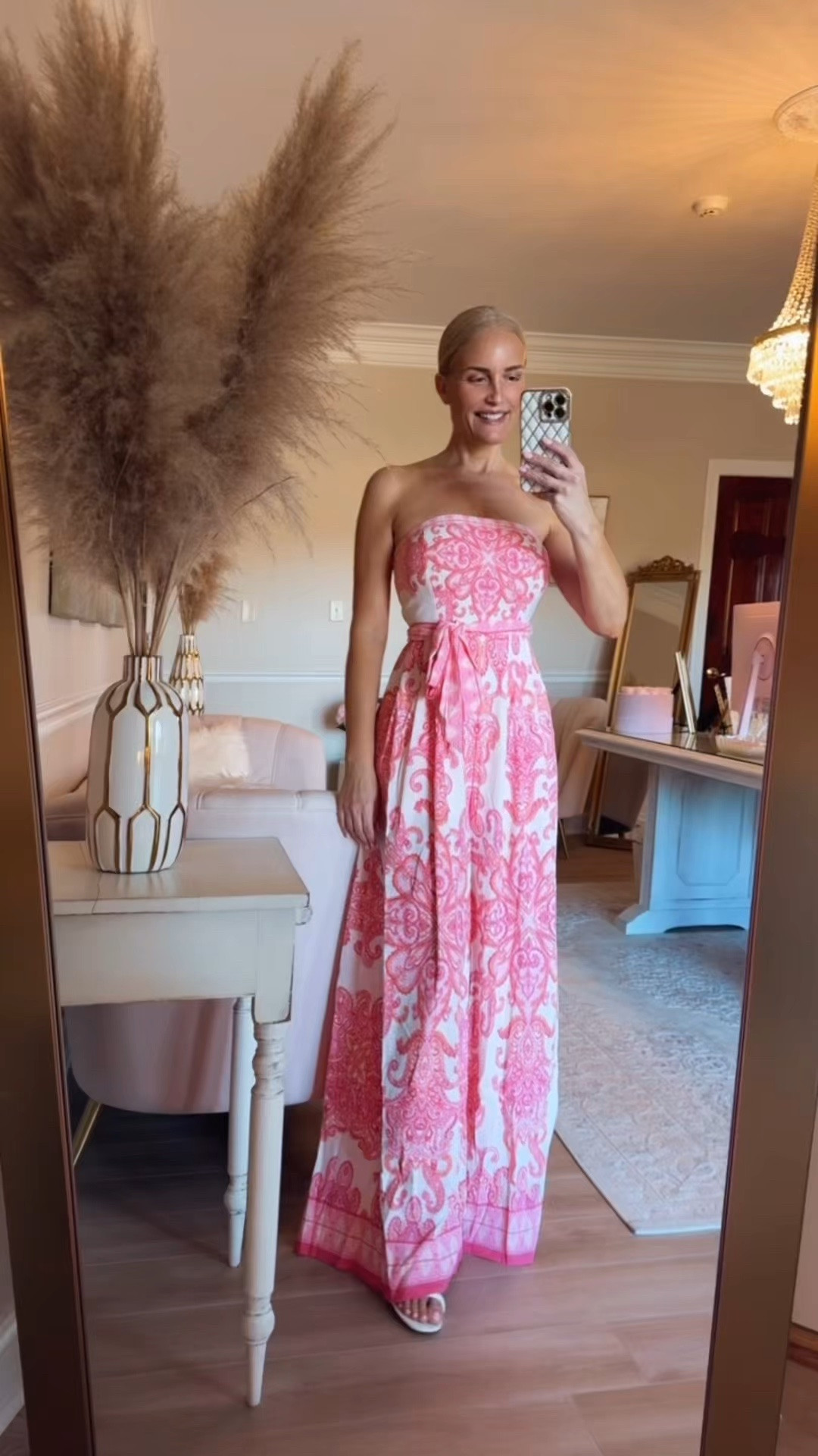 Obsessed with the gorgeous pink medallion print on this fun wide leg jumpsuit! If it's sold out keep checking back because it will probably come back in stock soon. I'm wearing a size small. ￼

#LTKdayinmylife #LTKgrwm #LTKootd