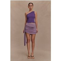 Cali Drape Skirt Knit Mini Dress - Purple I MESHKI I Size XXS | MESHKI US
