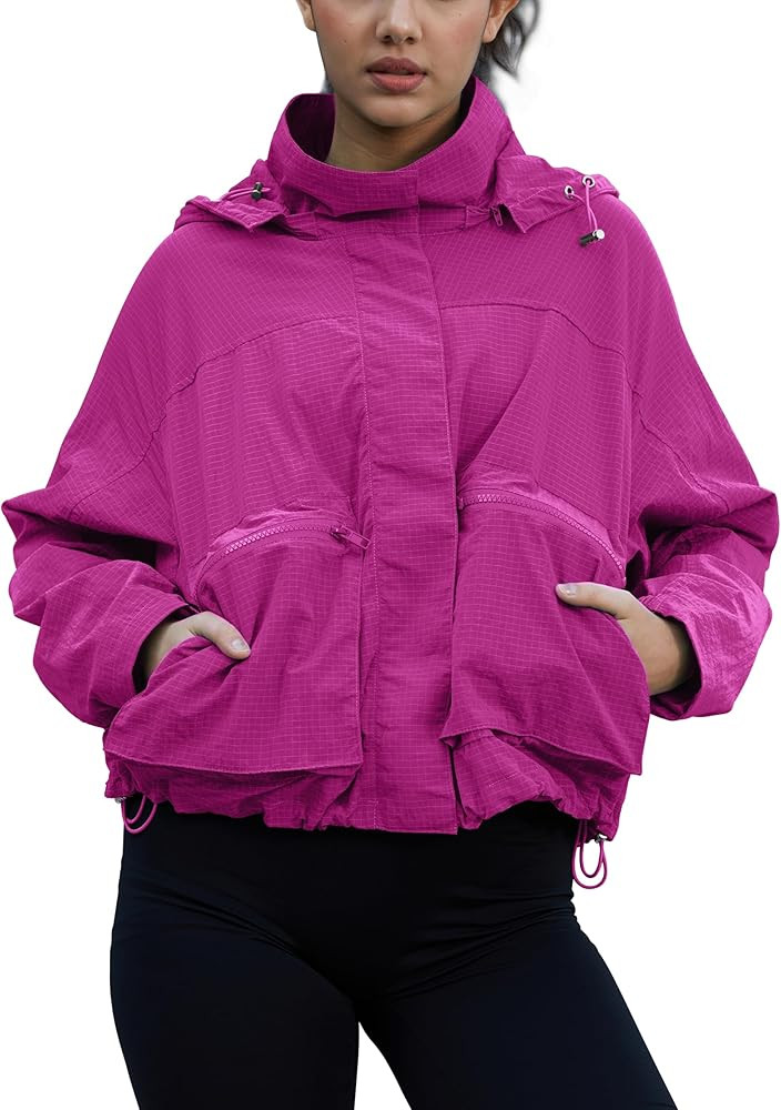 PESION Womens Waterproof Plaid Rain Jacket, Lightweight Windproof Outdoor Trench Coat Windbreaker... | Amazon (US)
