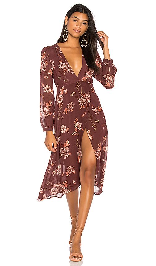 ASTR Nikki Dress in Wine. - size L (also in M,S) | Revolve Clothing