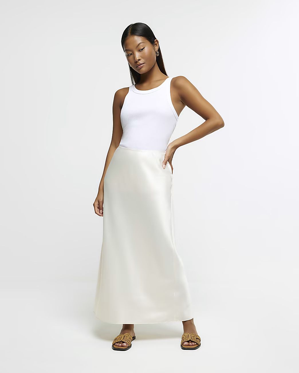 Petite stone satin maxi skirt | River Island (UK & IE)