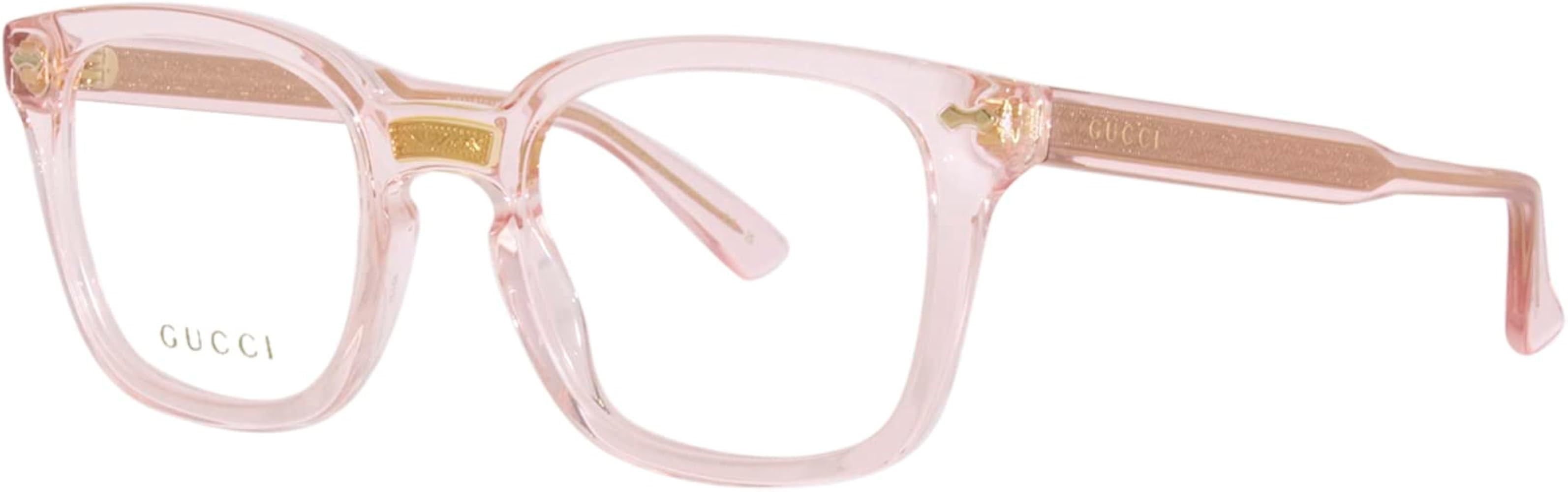 Gucci GG0184O 013 Transparent Pink Square Unisex Eyeglasses | Amazon (US)