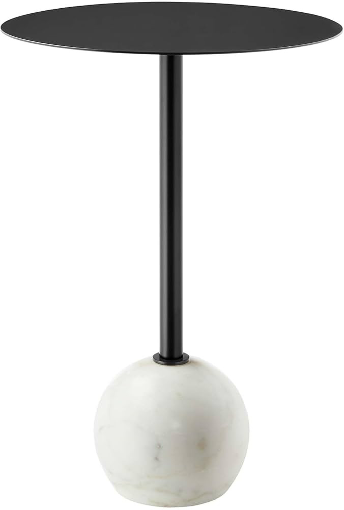 Modway EEI-6606-WHI-BLK Aliza Acacia Wood Round Side Living Room End Table in Black with White Ma... | Amazon (US)