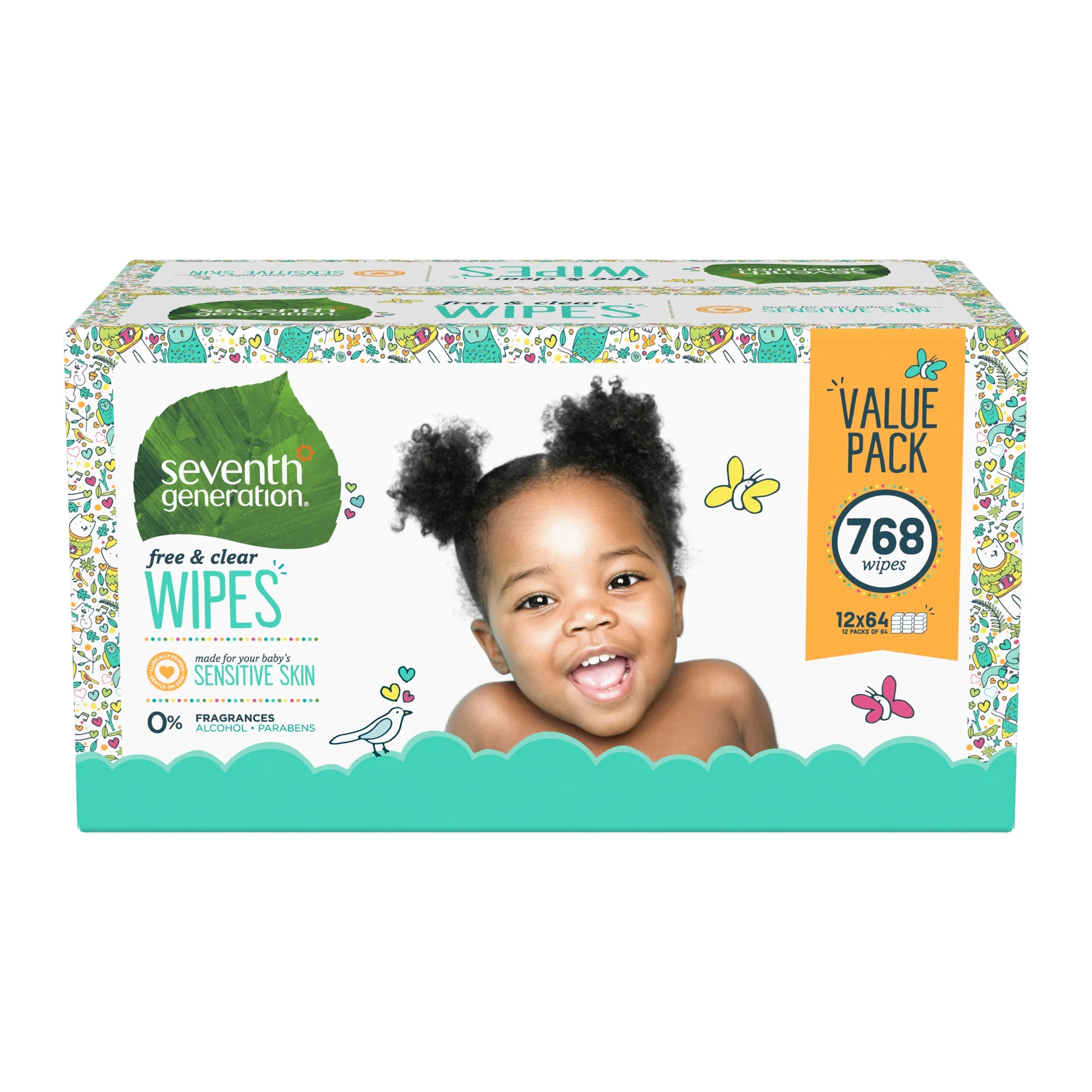 Seventh Generation Baby Wipes Sensitive Protection Diaper Wipes with Snap Seal 768 Count | Walmart (US)