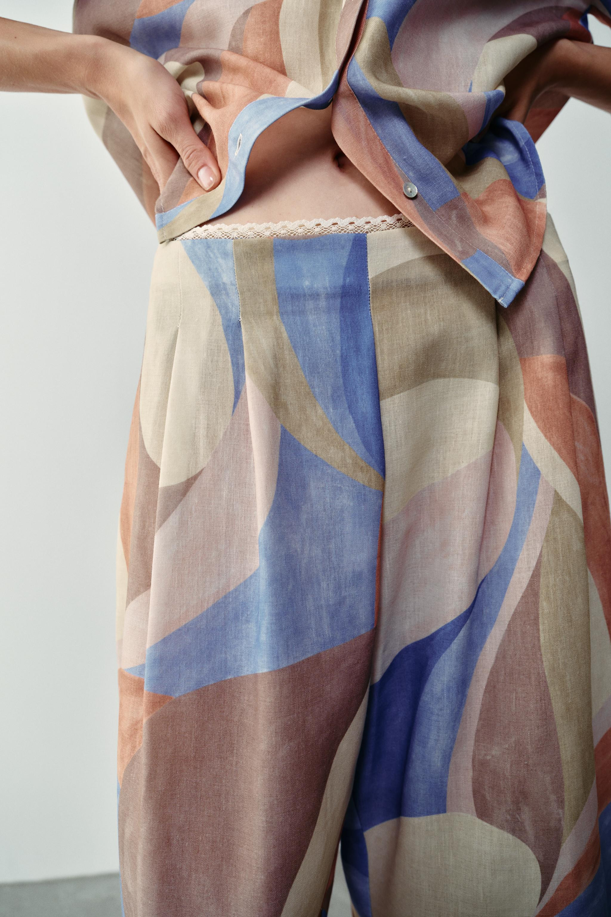PRINTED WIDE-LEG TROUSERS | Zara US