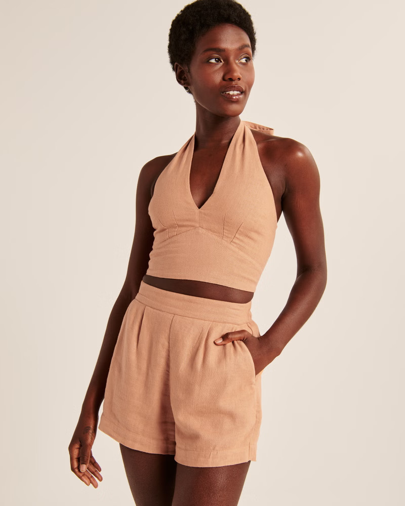 Women's Linen-Blend Pull-On Shorts | Women's Clearance | Abercrombie.com | Abercrombie & Fitch (US)