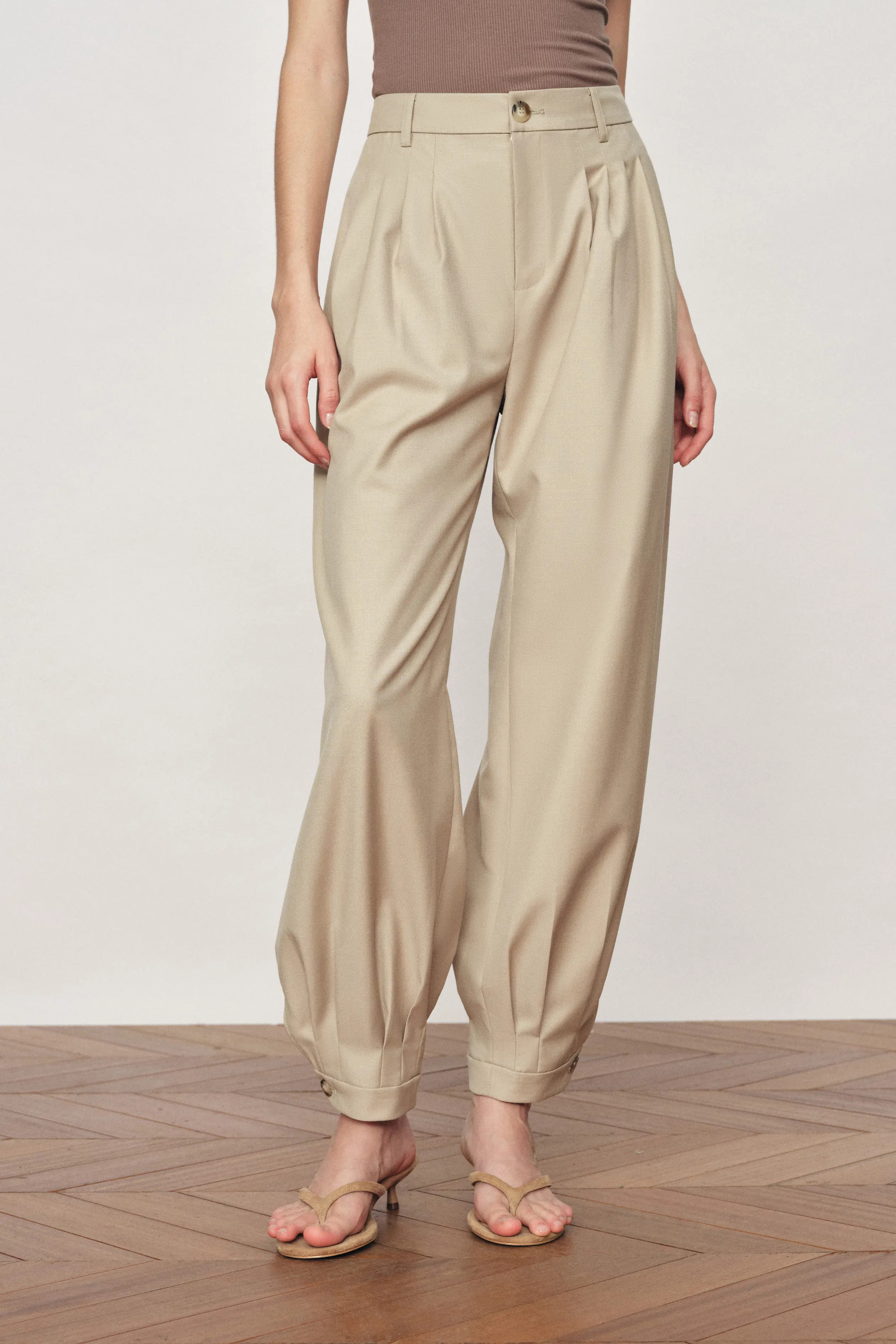 Wilderness Balloon-Leg Tailored Pants in Fine Acetate And Lamb Wool Bl | Fabrique