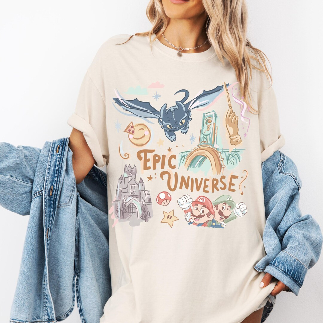 Comfort Color® Epic Universe Shirt Orlando Park Epic Universe Shirt Coquette Bow Mario Baby Tee ... | Etsy (US)
