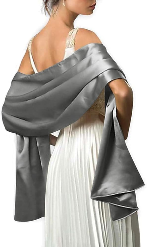 MLMW Shawls and Wraps for Evening Dresses Satin Shawl Wraps for Women Extra Long Wedding Shawls f... | Amazon (US)