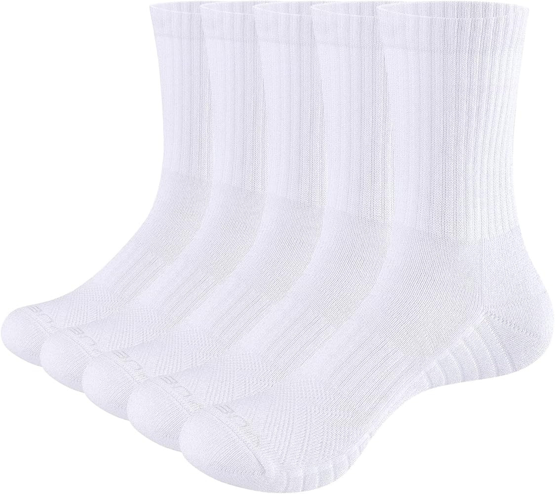 YUEDGE Women's Gym Training Athletic Socks, Terry Cushioned Crew Socks, Moisture Wicking Womens S... | Amazon (US)