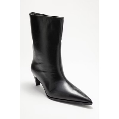 Aleo - Black Leather Pointed Toe Boot (Women) black 9.5 Forever & Always Shoes US | Target