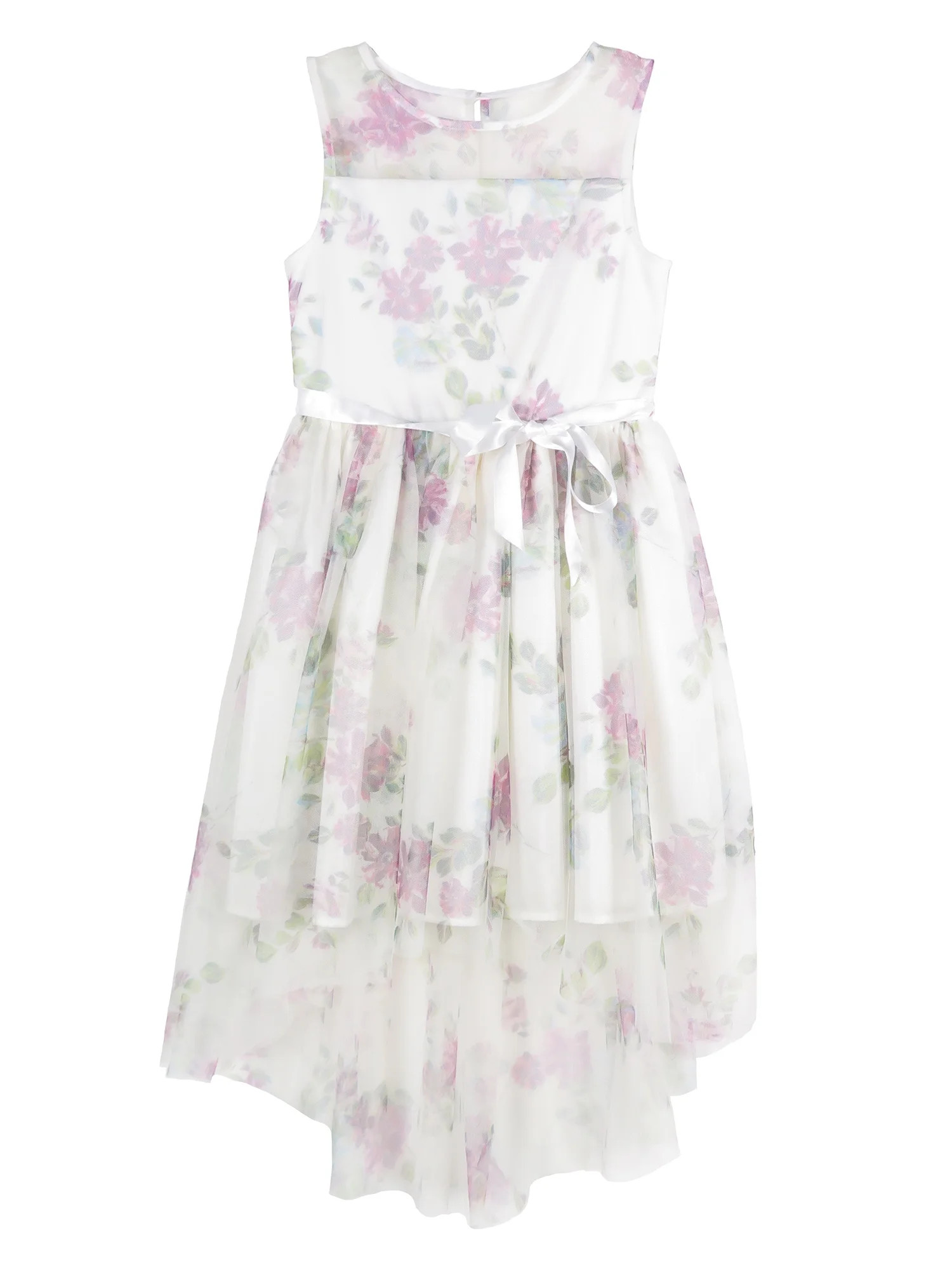 Lilt Girls 7-12 Sleeveless Floral Mesh Hi Low Easter Dress - Walmart.com | Walmart (US)