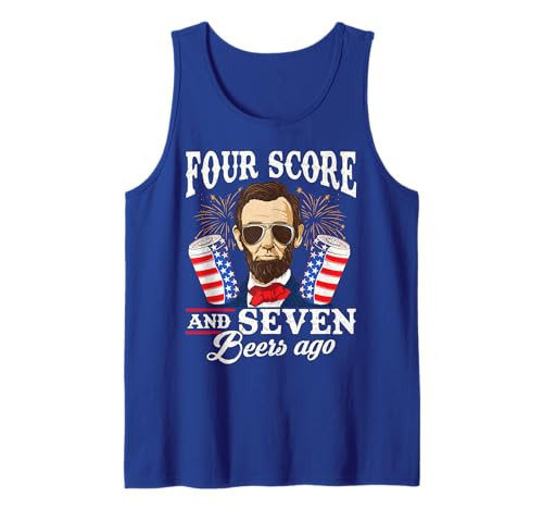 Four Score and 7 Beers Ago 4th of July Drinking Like Lincoln Tank Top | Amazon (US)