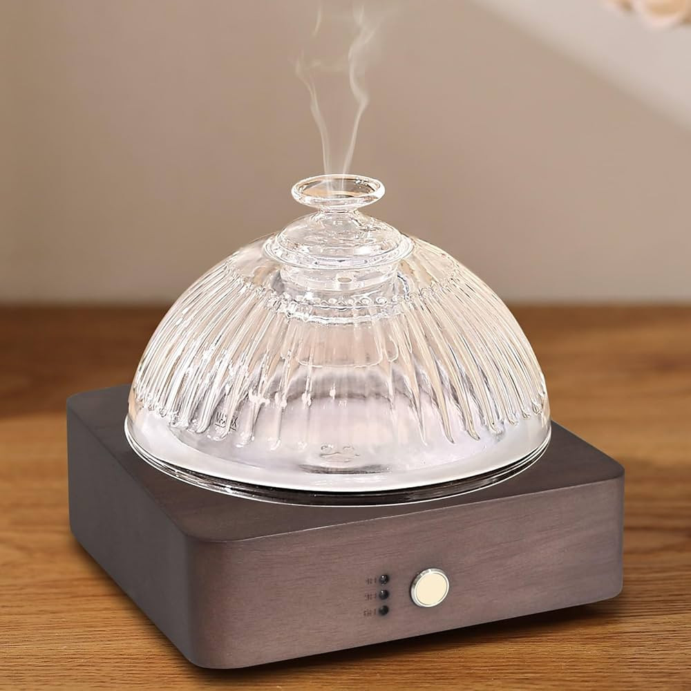 Glass Essential Oil Diffuser with Glass Reservoir & Wood Base, 200ml Ultrasonic Lock Color Timer ... | Amazon (CA)