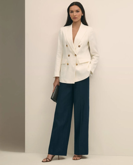 Linen Double-Breasted Peak Lapel Jacket | Brooks Brothers