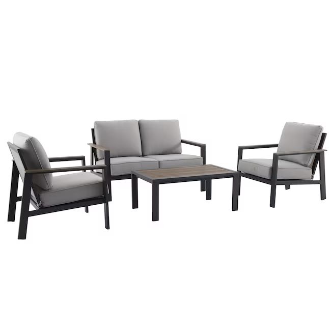 allen + roth Chatham Pier 4-Piece Patio Conversation Set with Gray Cushions | Lowe's