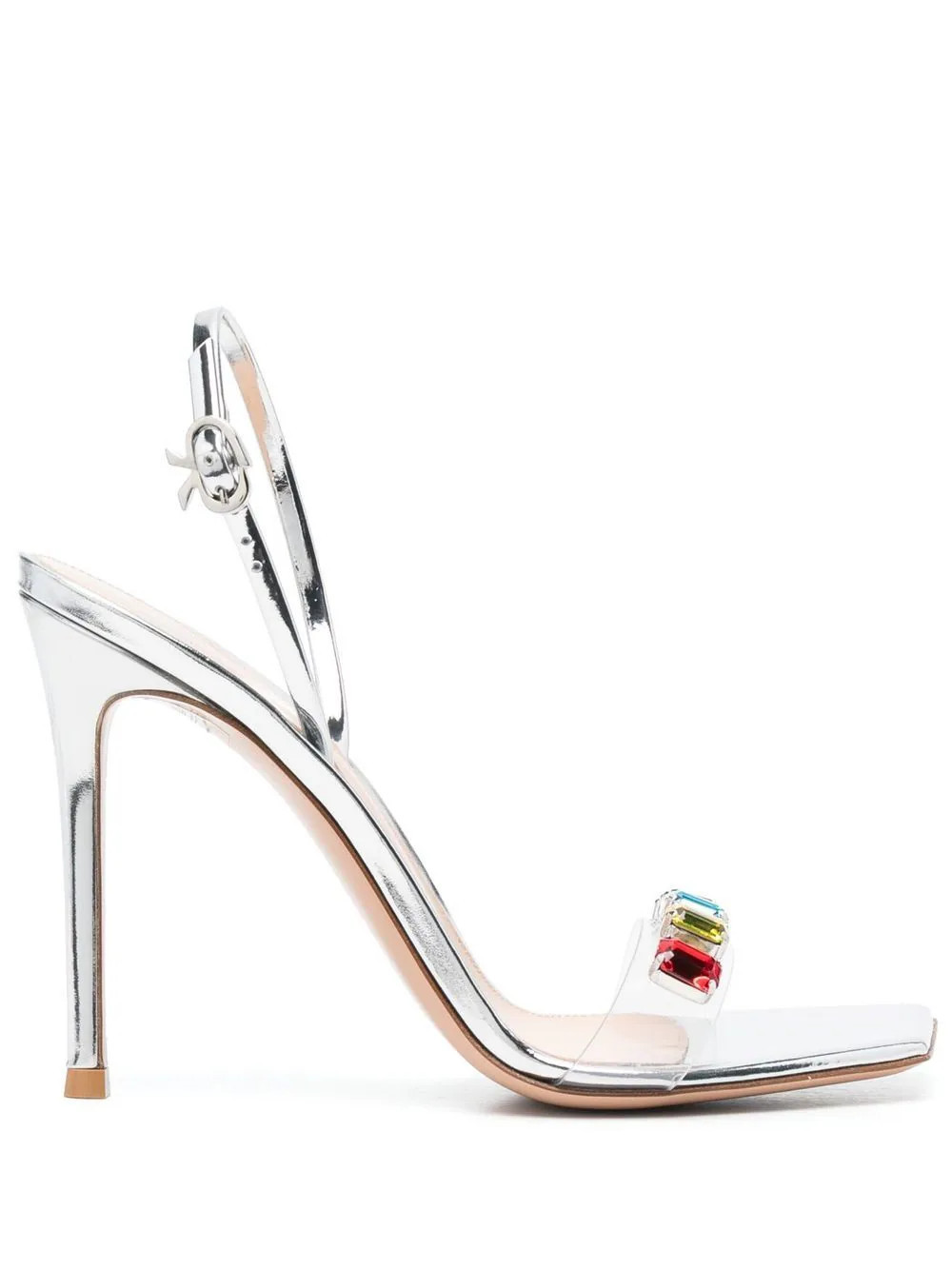 Gianvito Rossi Ribbon Candy 105mm crystal-embellished sandals - Silver | Farfetch Global