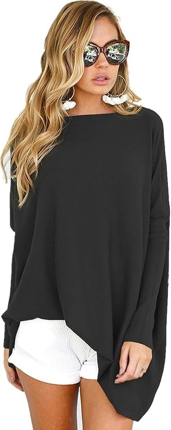 LETSRUNWILD Women's Tunic Tops for Leggings Oversized Shirts Casual Batwing Long Sleeve Loose Fal... | Amazon (US)