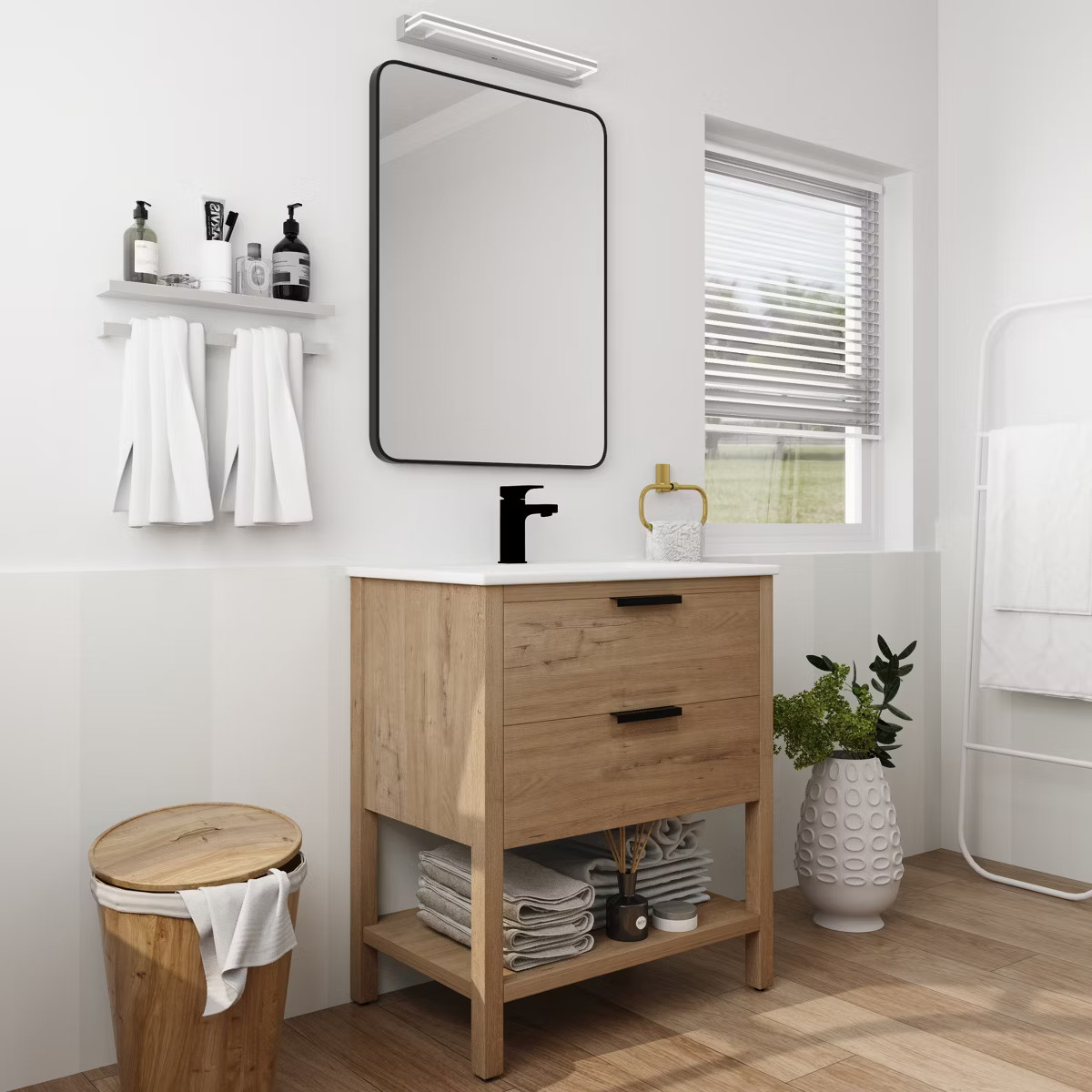 30" Bathroom Vanity with 2 Drawers and 1 Ceramic Sink, Oak - ModernLuxe | Target