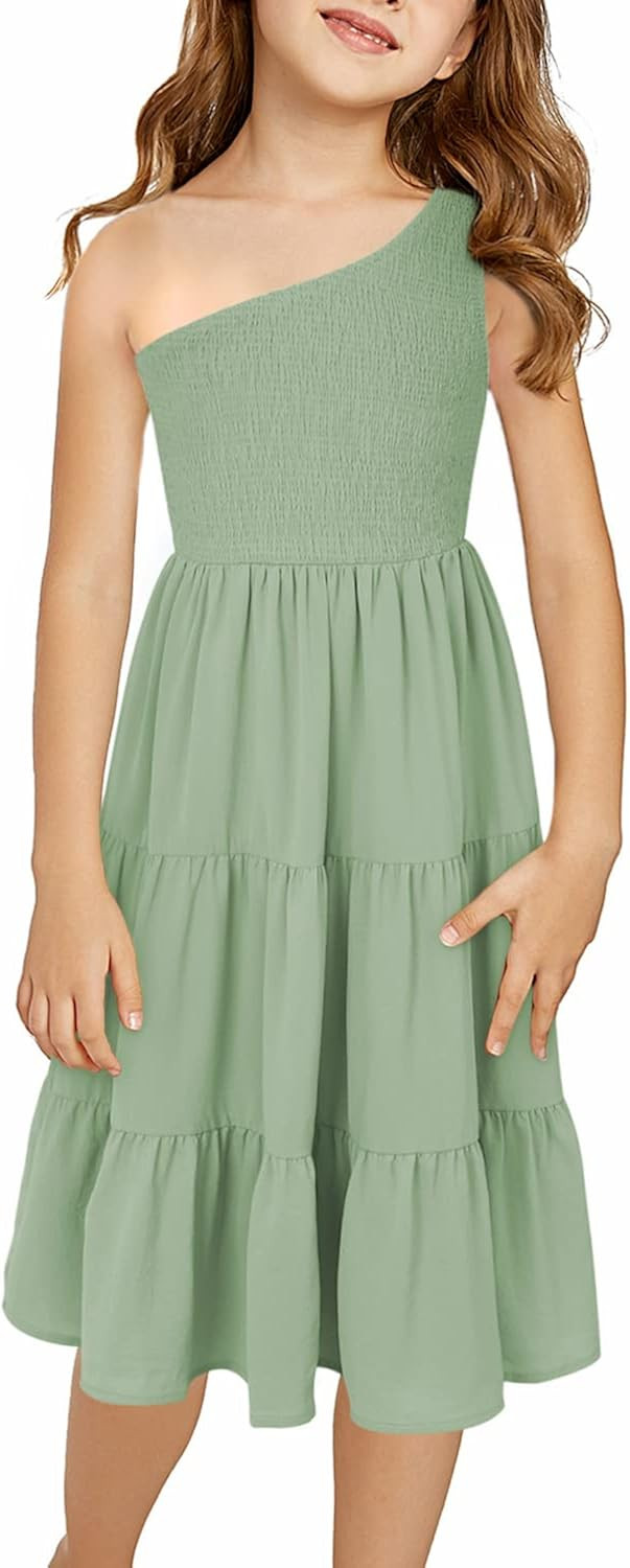 blibean Tween Girls One-Shoulder Dresses Size 6-15 Years Old | Amazon (US)