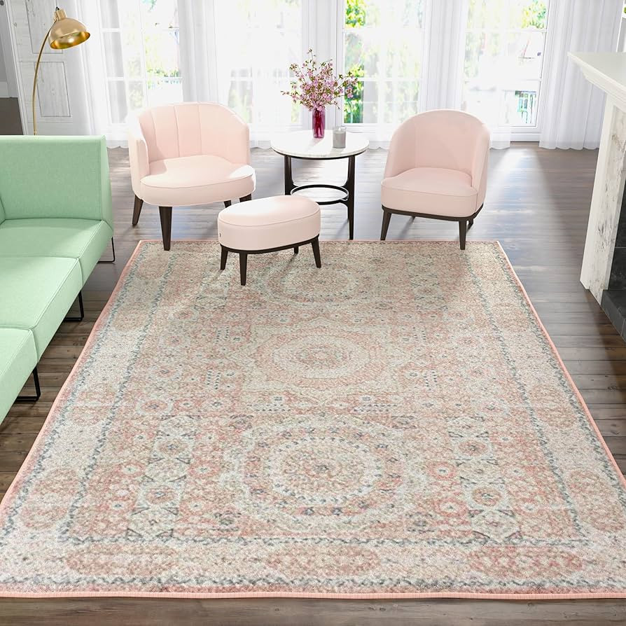 Rugs America Harper HY60A Pink Lemonade Transitional Vintage Pink Non-Shedding Living Room Bedroo... | Amazon (US)