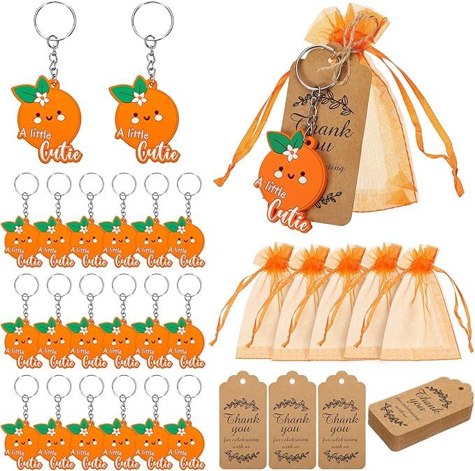 20 Sets Little Cutie Party Favors Include Orange Keychains Thank You Kraft Tags and Orange Organz... | Amazon (US)