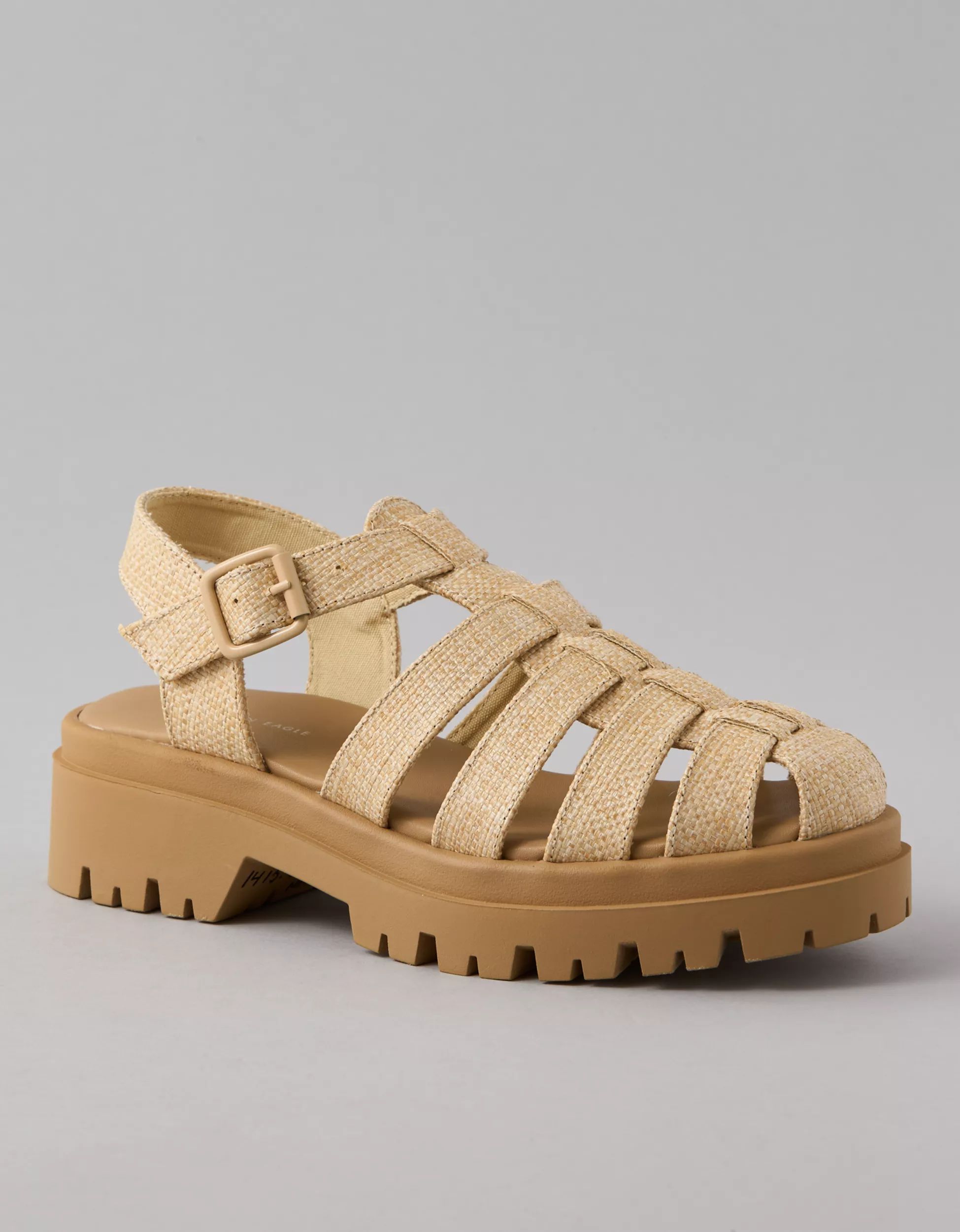 AE Raffia Fisherman Lug Sandal | American Eagle Outfitters (US & CA)