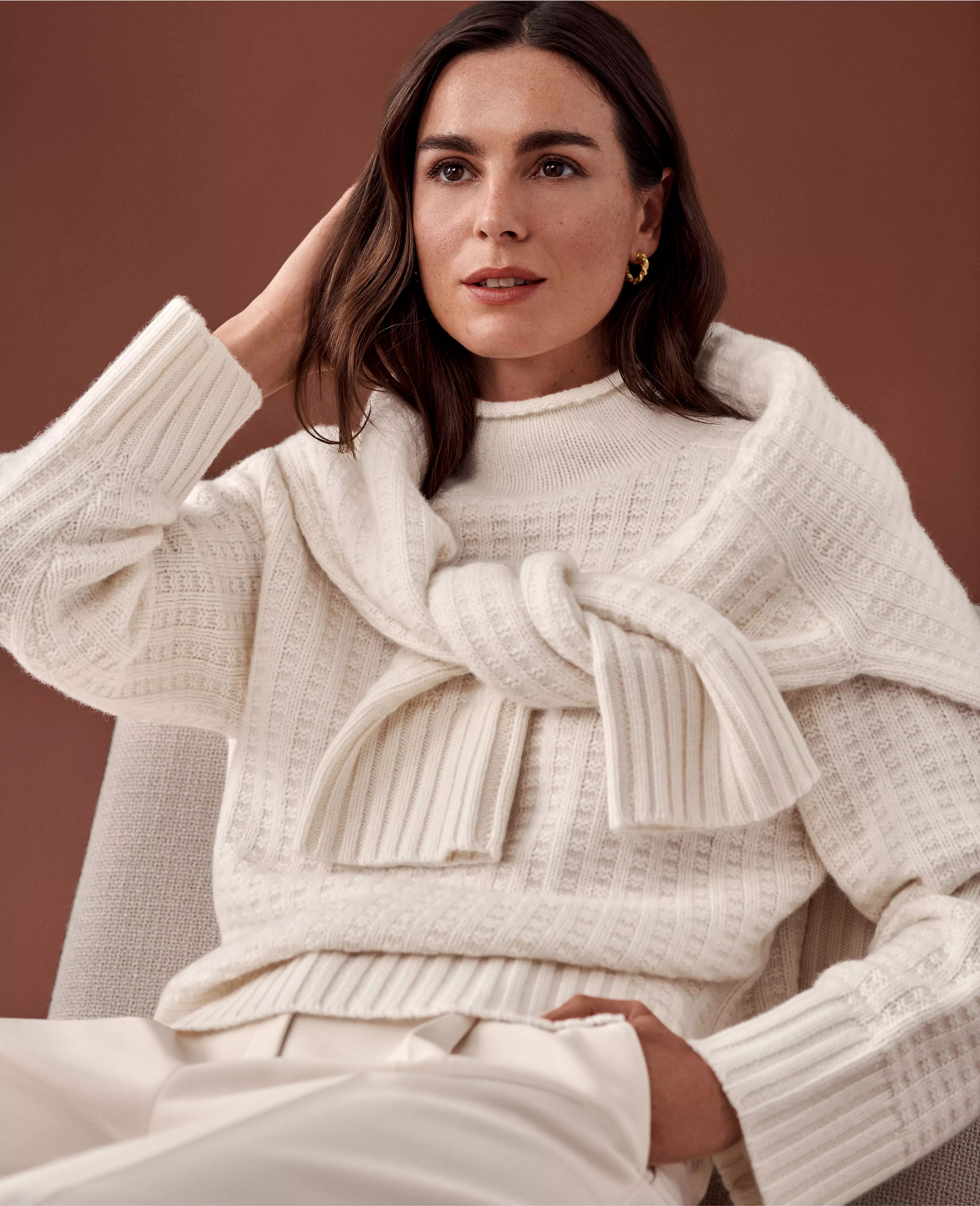 Cashmere Waffle Stitch Roll Neck Sweater | Ann Taylor (US)