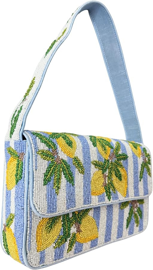 Lemon Beaded Shoulder Bag-Handmade Summer Cocktail Party Purse | Amazon (US)