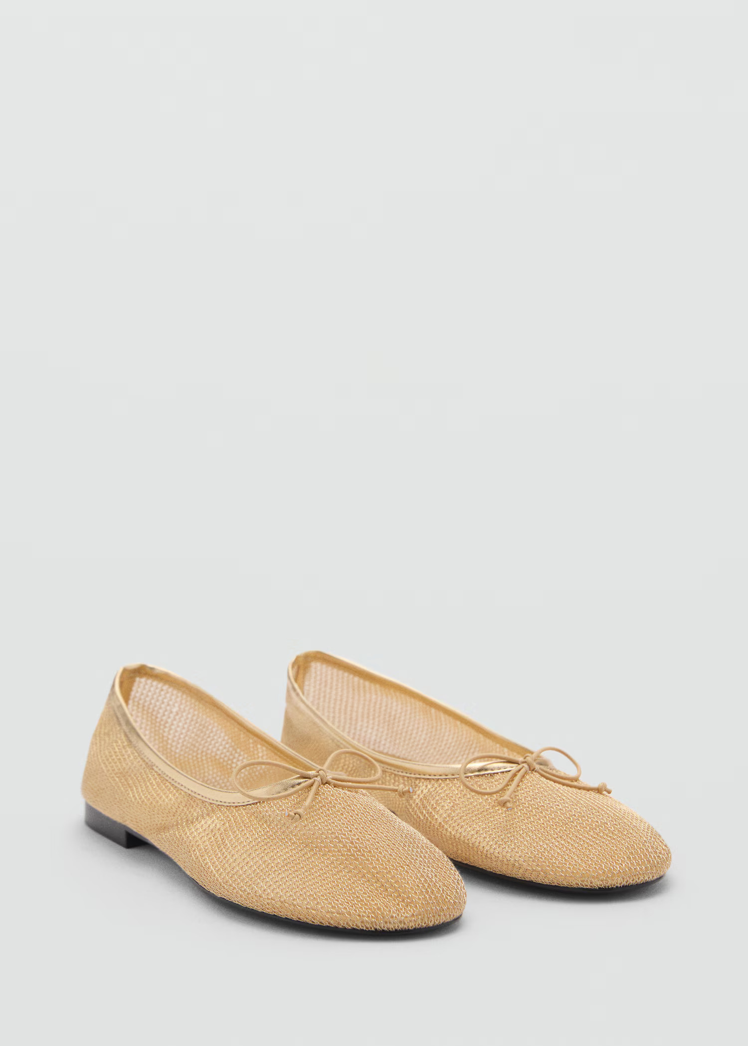 Mesh ballerina flats with bow - Women | MANGO United Kingdom | MANGO (UK)