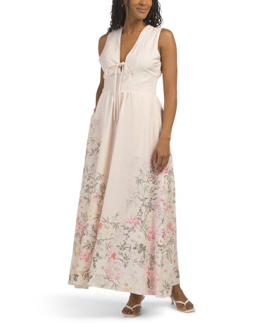 Linen Blend Floral Maxi Dress | TJ Maxx