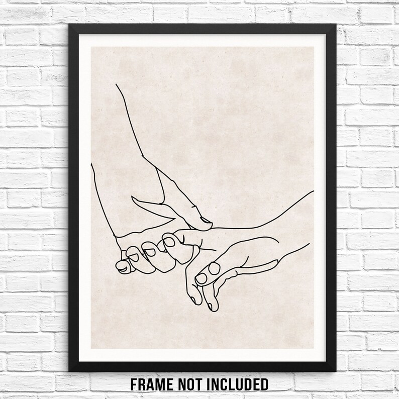 Minimalist One Line Art Print Abstract Hands Wall Decor Poster 11"x14" Modern Home Decor Artwork ... | Etsy (US)