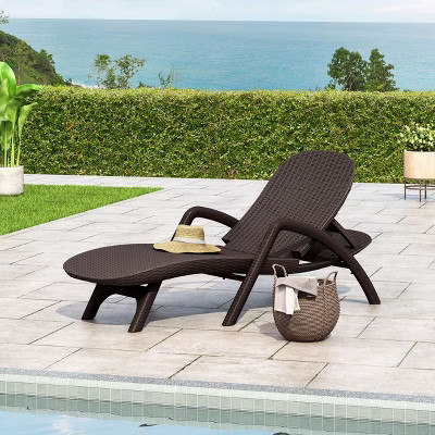 PAGED Woven Patio Chaise Lounge with Cushion,Outdoor Lounge Chairs for Poolside,Backyard,Dark Brown | Target