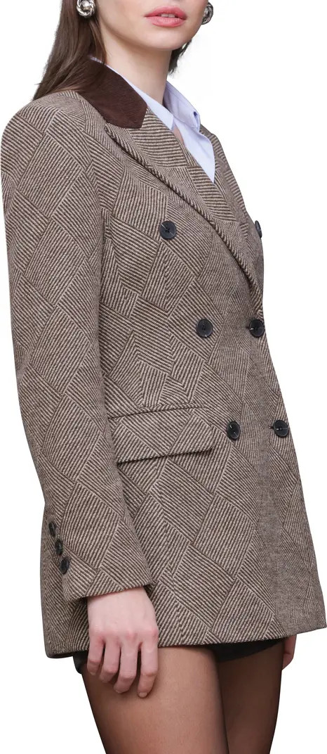 Avec Les Filles Basket Weave Doubled Breasted Hourglass Blazer | Nordstrom | Nordstrom