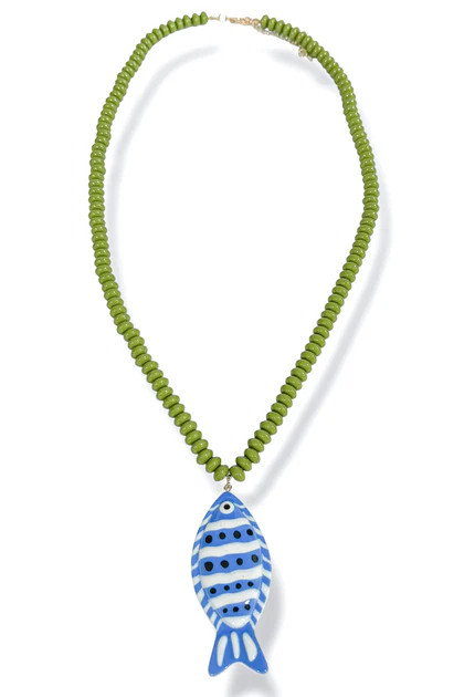 In The Tropics Blue Green Fish Beaded Necklace | The Willow Tree