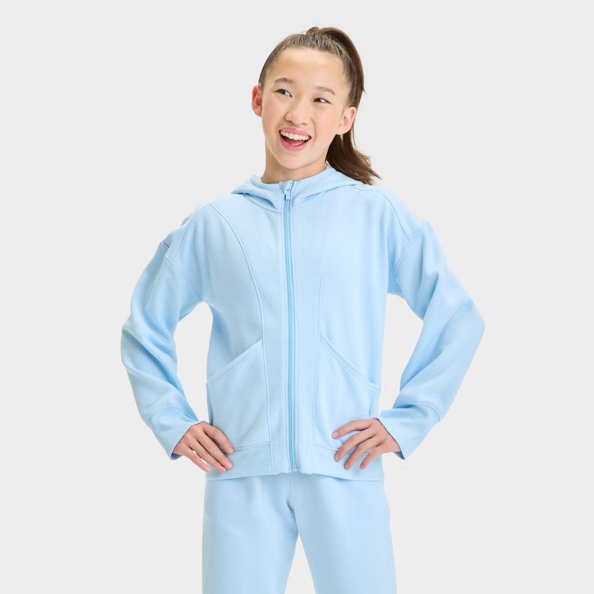 Girls' Fleece Full Zip Hoodie Sweatshirt - All In Motion™ | Target