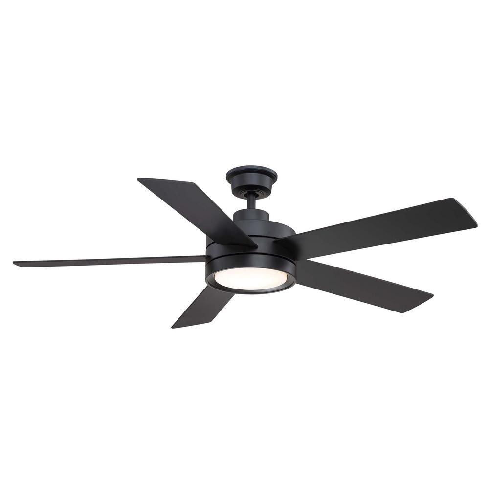 Home Decorators Collection Baxtan 56 in. LED Matte Black Ceiling Fan with Light and Remote Contro... | The Home Depot
