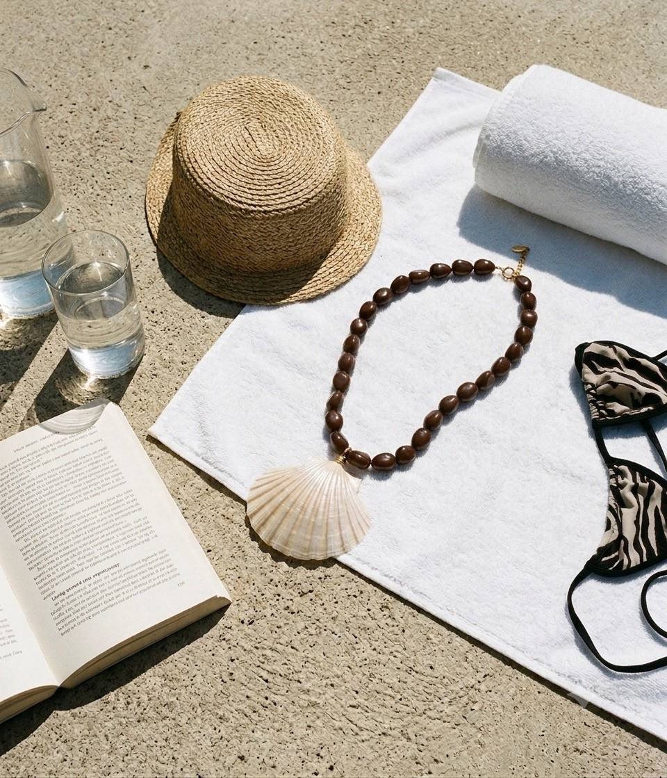 Beach essentials 2026, shell necklace, straw hat, print bikini

#LTKSeasonal #LTKSwim #LTKTravel
